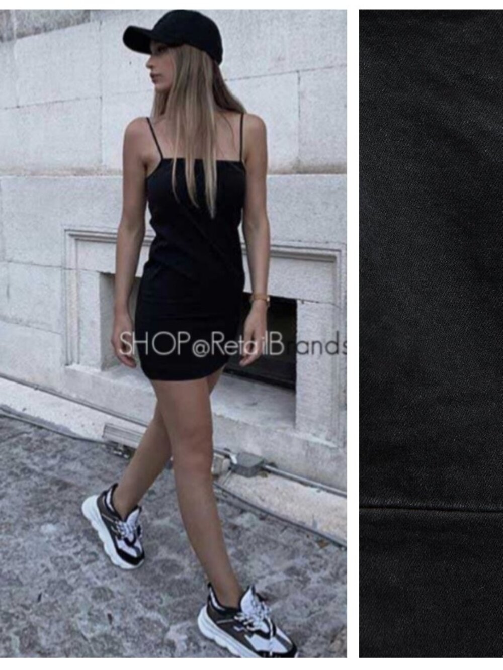 NWT Zara Black Spaghetti Strap Denim Mini Dress